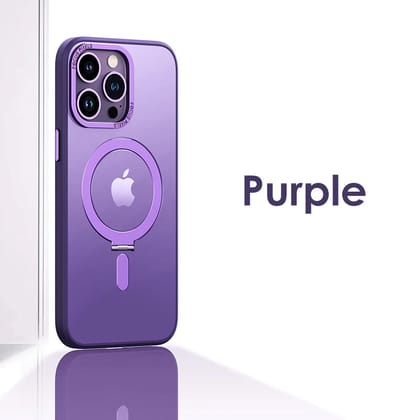 iPhone Series Magnetic Adsorption Matte Finish Magsafe Case With Aluminum Alloy Stand-iPhone 13 / Purple