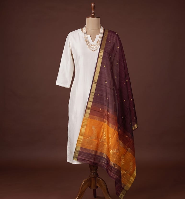 Handloom Chanderi Silk By Mercerized Cotton Dupatta