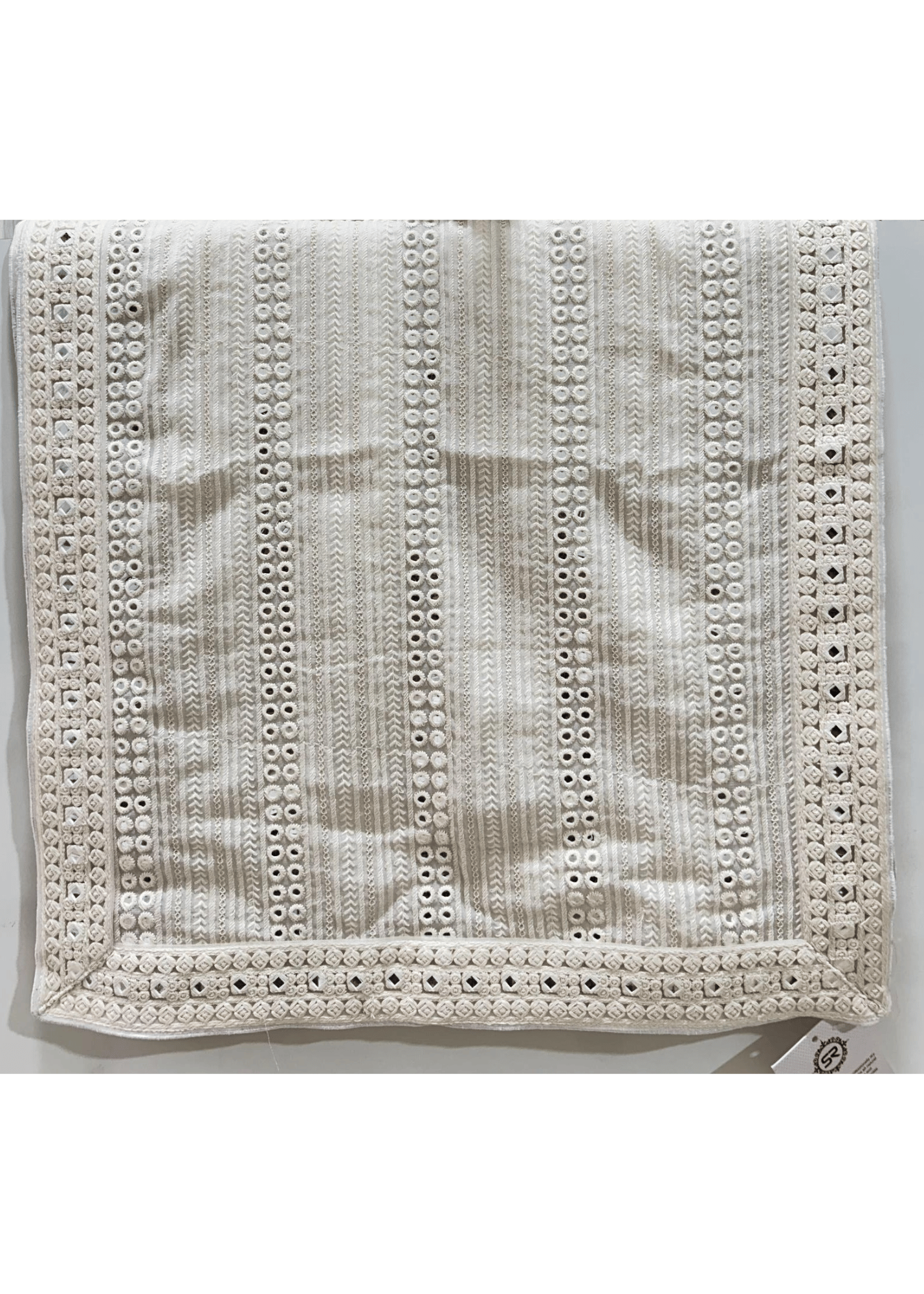 CREAM GEOREGETTE MIRROR WORK STOLE