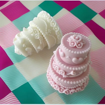 SS Enterprise Organic Soy Wax Cake Shaped Candles, Scented Aromatic Fragrance, Smoke-Free, Pack of 2, Pink-White