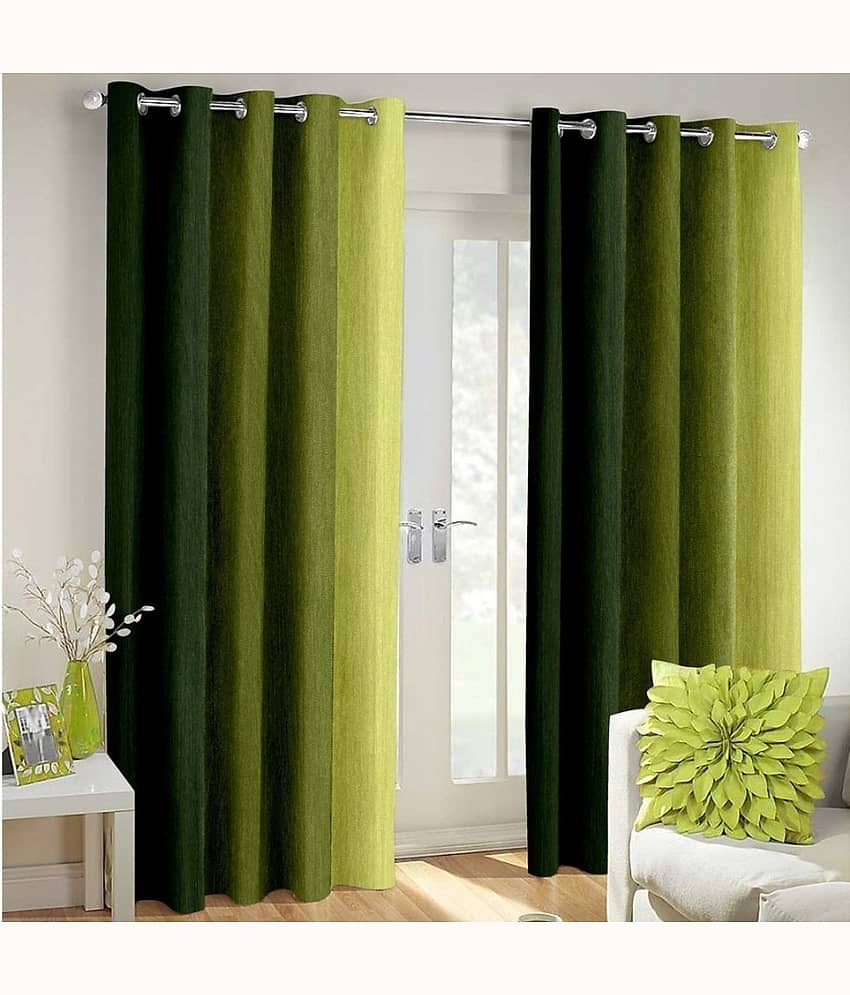 Homefab India Floral Blackout Eyelet Long Door Curtain 8ft (Pack of 2) - Green