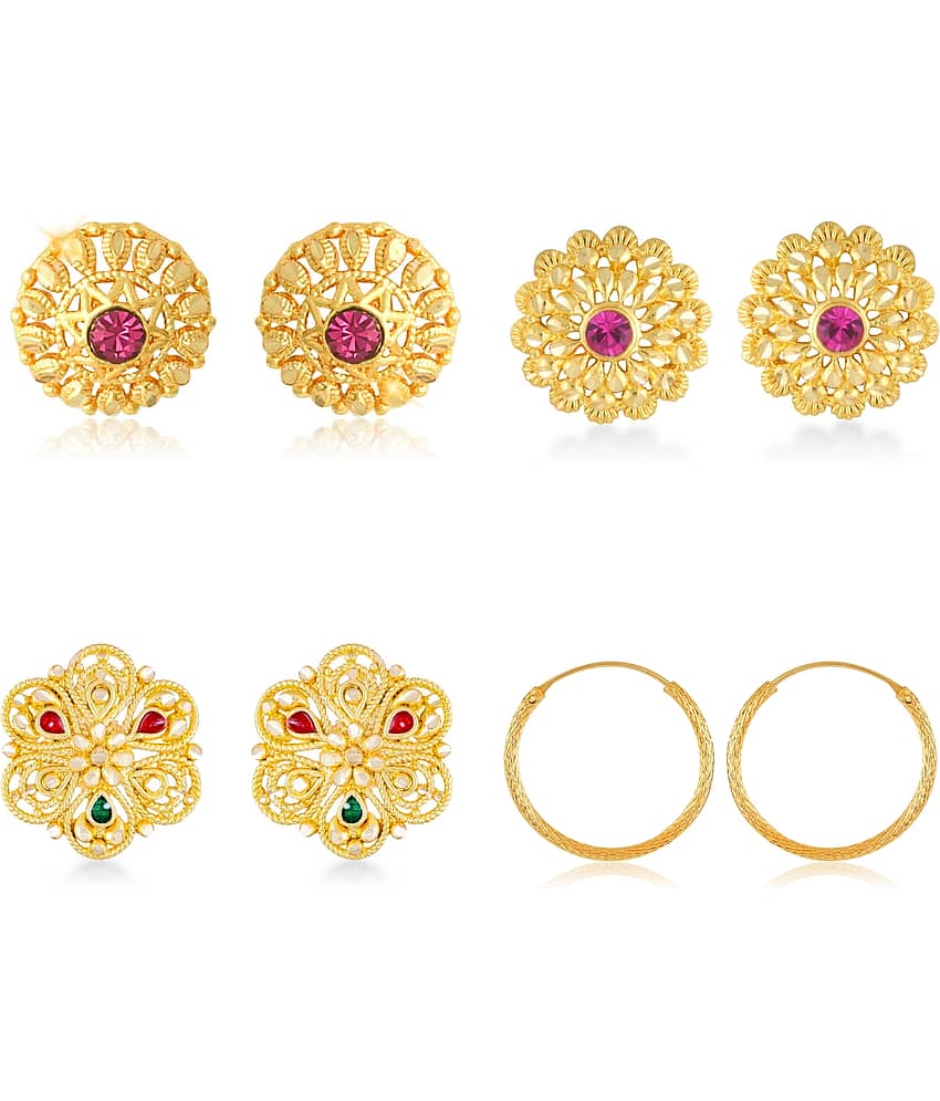 Vighnaharta Allure Charming Alloy Gold Plated Stud Earring Combo set For Women and Girls ( Pack of- 4 Pair Earrings)-VFJ1192-1234-1197-1318ERG