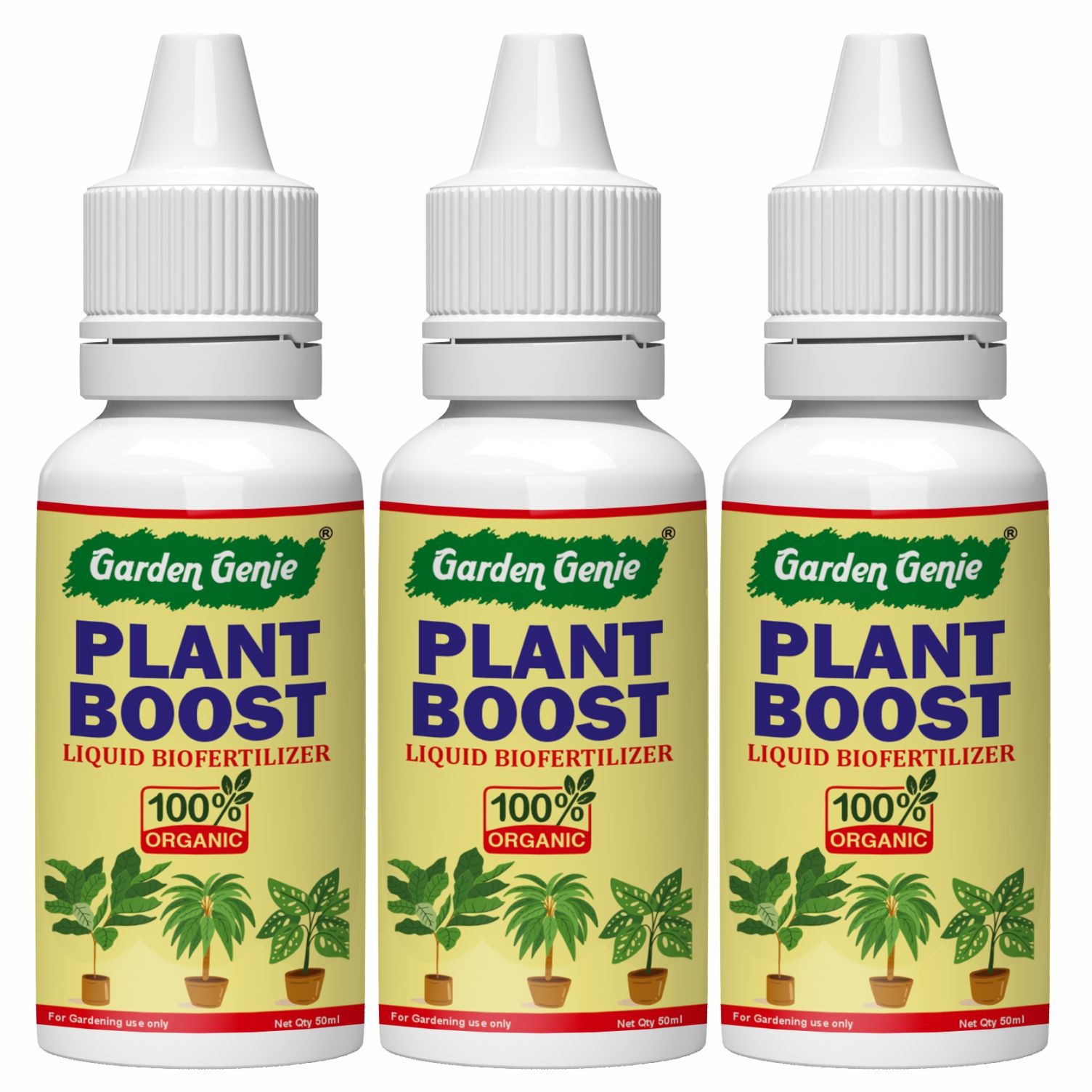 Garden Genie Plant Boost Liquid Biofertilizer, (3 x 50ml) | Organic Plant Booster - Promotes Healthy Roots & Speed Growth of All Home Garden Plants