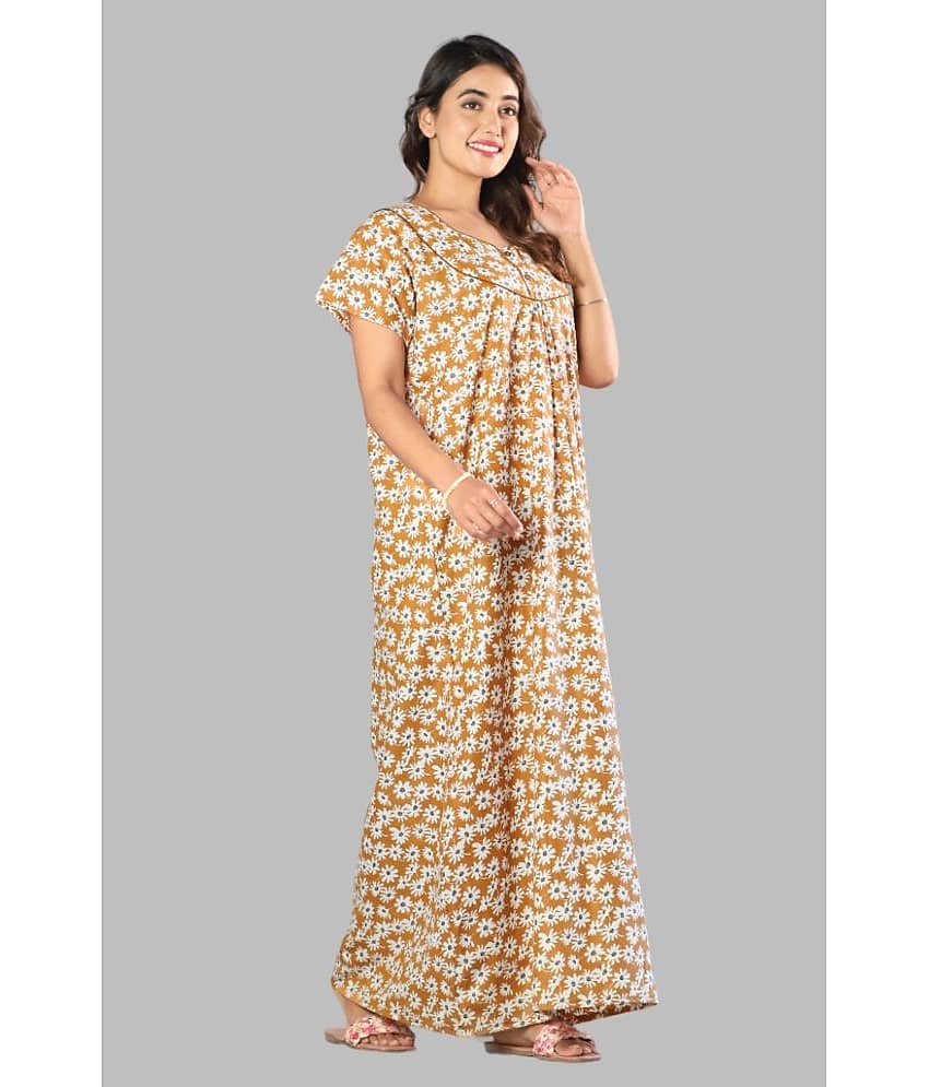 G4Girl Mustard Cotton Women's Nightwear Nighty & Night Gowns ( Pack of 1 )