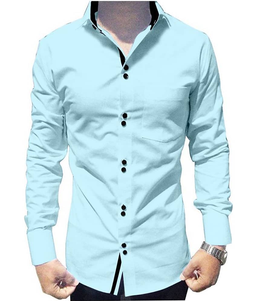 SUR-T Cotton Blend Blue Solids Shirt