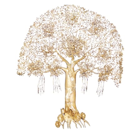 Brass Kalpavriksha Tree Wall Decor | Spiritual Home Decoration, Height : 72 Inch (BSMAS1569 Y)