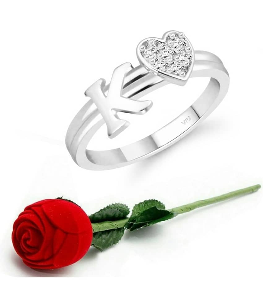 Valentine Initial '' K '' Letter with heart ring alphabet for women and Girls