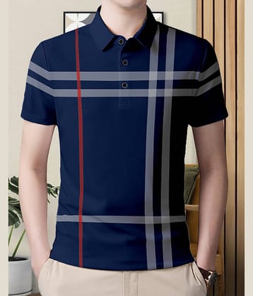 AOOSH Pack of 1 Cotton Blend Regular Fit Printed Half Sleeves Men's Polo T Shirt ( Burgundy )