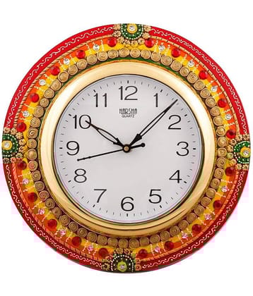 eCraftIndia Fine Crafted Elegant Papier-Mache Wooden Wall Clock
