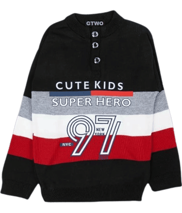 GTwo Pack of 1 Boys Woollen Blend Pullover Sweater ( Black )