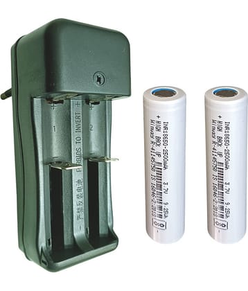 CONSONANTIAM Dual Slot Charger 1 with 2-Cell, 3.7 Volt 2500 mAH Winway Lithium Rechargeable Battery use for Led Light, Bluetooth Speaker, Power Bank, Trimmer, Laptop, Battery Student Project Etc.
