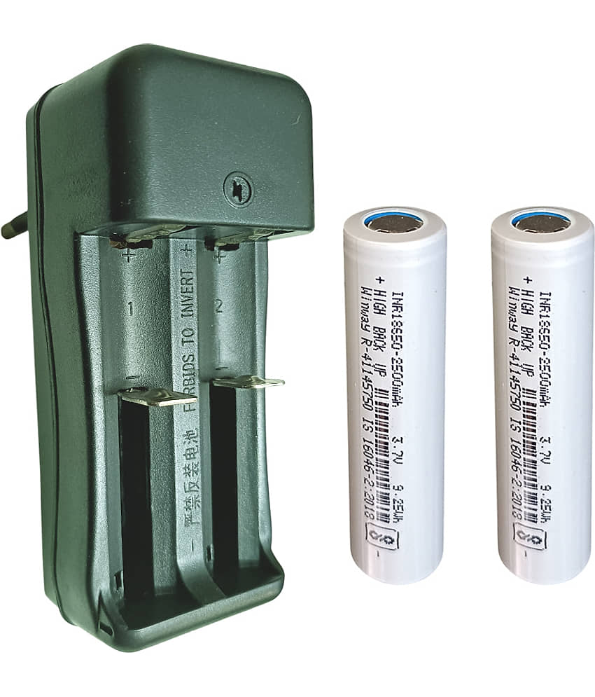 CONSONANTIAM Dual Slot Charger 1 with 2-Cell, 3.7 Volt 2500 mAH Winway Lithium Rechargeable Battery use for Led Light, Bluetooth Speaker, Power Bank, Trimmer, Laptop, Battery Student Project Etc.