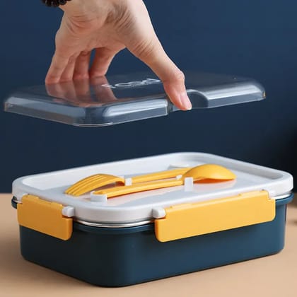 On the Go with Our 3-Compartment Bento Lunch Box with Breathable Button Design  620 ML