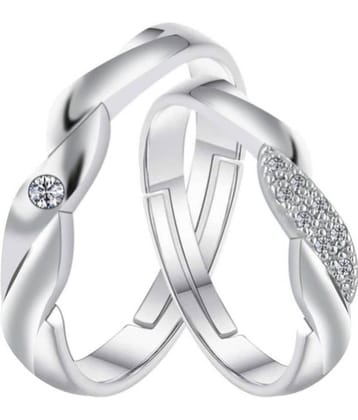 Silver Shine - Silver Couple Ring ( Pack of 1 )