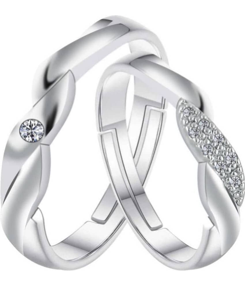 Silver Shine - Silver Couple Ring ( Pack of 1 )
