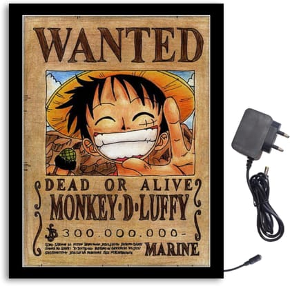 NOKKES One Piece Monkey D Luffy Wanted Light Photo Frame 8X10 inch Led Light photo Frame With Light Adaptor Led Light Photo Frame Black Color Photo Frame_AQW153 NOKKES One Piece Monkey D Luffy Wanted Light Photo Frame 8X10 inch Led Light photo Frame With Light Adaptor Led Light Photo Frame Black Color Photo Frame_AQW153