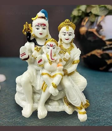 Awesome Craft Marble Shiv Family Idol ( 15 cm )