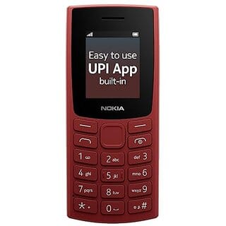 Nokia All-New 105 with Built-in UPI Payments (Single Sim 1000 mAh Battery, 1.8 Inch Display, Red)