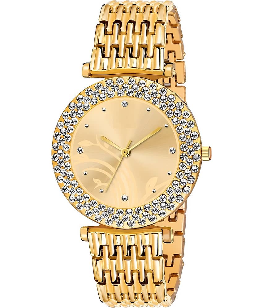 Viser Gold Metal Analog Womens Watch