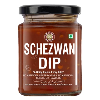 Organic Nation Schezwan Dip | Homestyle Made with Red Chillies, Garlic & Aromatic Spices | No Added Preservatives, No Artificial Flavours | Traditional Recipe, 260g