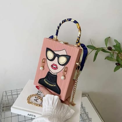 Unique 3D Funky Lady Face PU Leather Unique 3D Funky Lady Face PU Leather