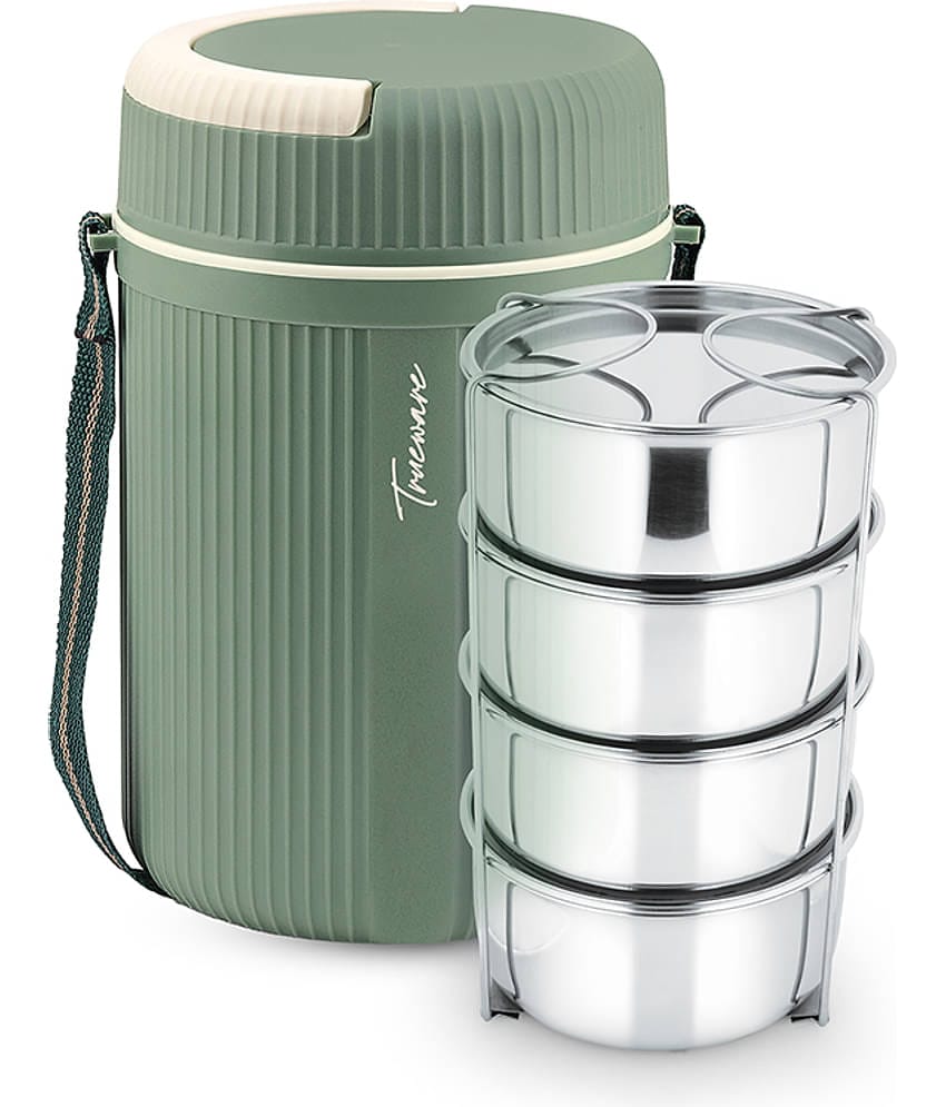 Trueware QUICK MEAL Outer Plastic Inner Stainless Steel Insulated Lunch Box 4 - Container ( Pack of 1 )