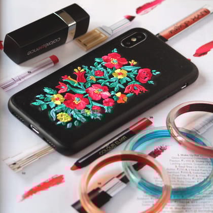 Elegant Floral Embroidery Luxury Case-iPhone XS / X