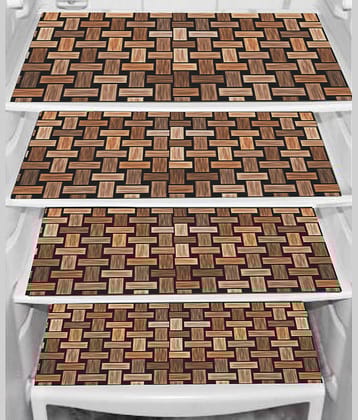 PVC Printed Rectangular Fridge Mats 29x44 cms ( Pack of 4 ) Brown