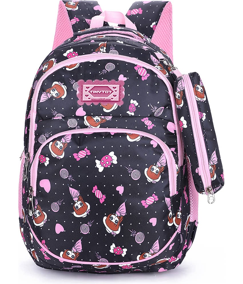 Tinytot Black Polyester Backpack For Kids