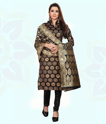 Anand Black Jacquard Unstitched Dress Material