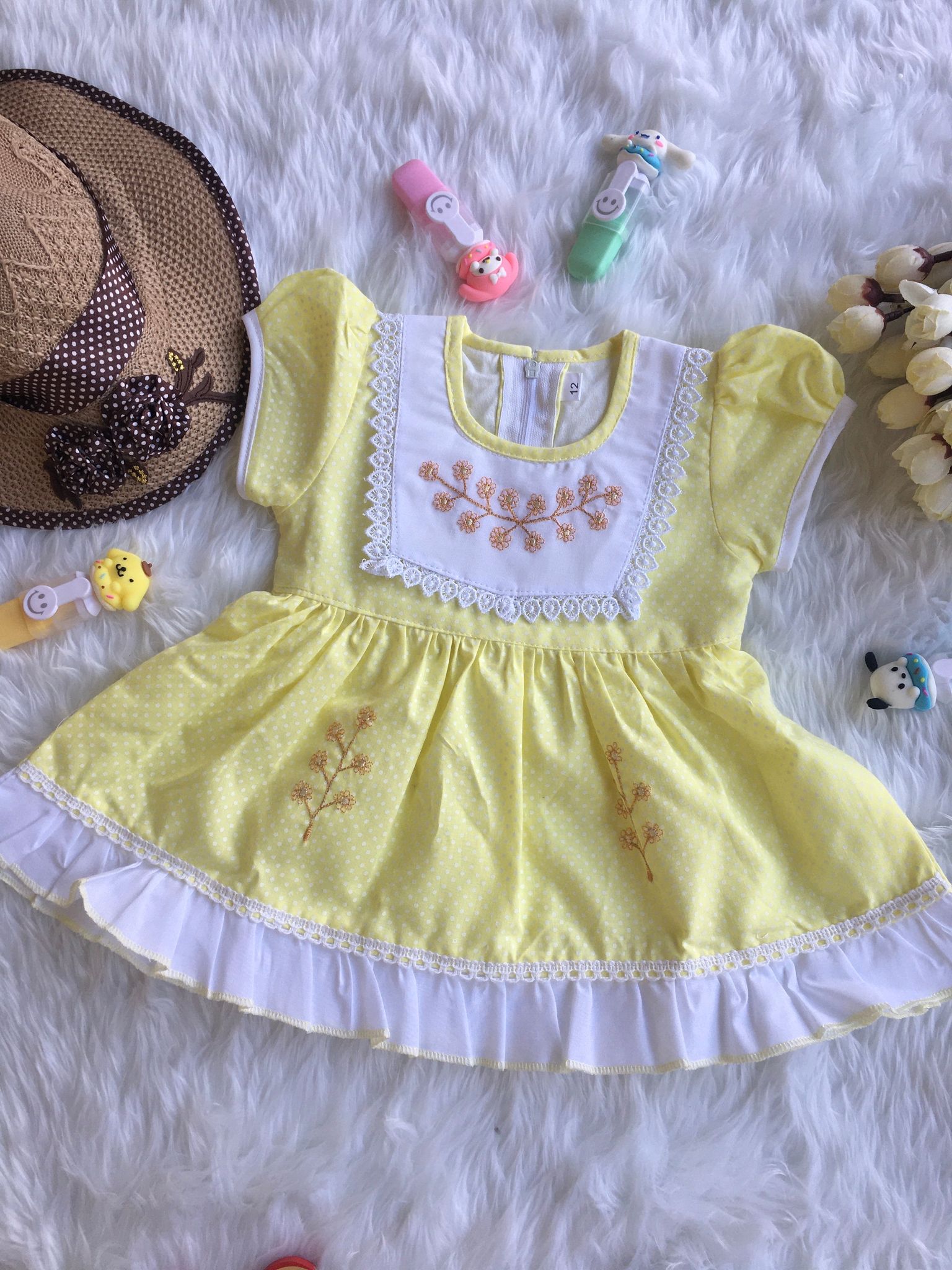 Baby Frock - A803 - Yellow-0 - 6 months