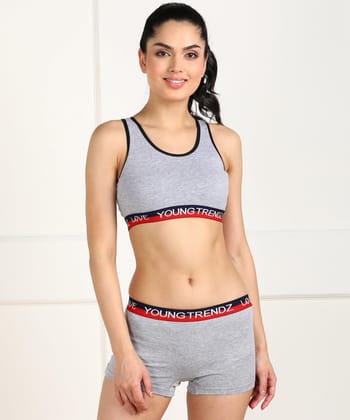 Womens Love Elastic Swim Wear Set-30 / Grey
