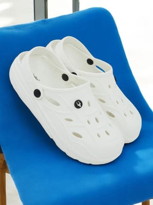 Hirolas® Men’s Cushioned Fluffy Ultra-Comfort Clogs Sliders - White HROMCL08WHT