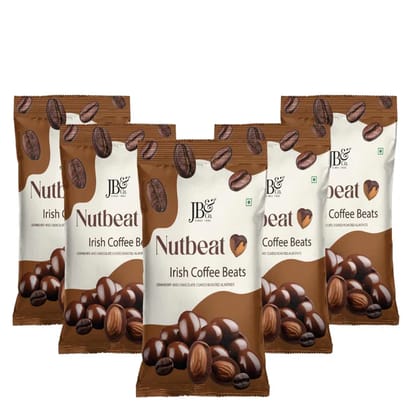 Nutbeat - chocolate coated almonds - Coffee flavor - With real coffee | combo pack of (55gm X 5)
