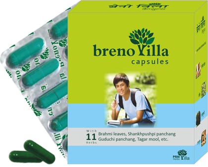 PRM BRENO VILLA Herbal Capsules, Helpful for Stress, Depression 30cap (Pack of 2)