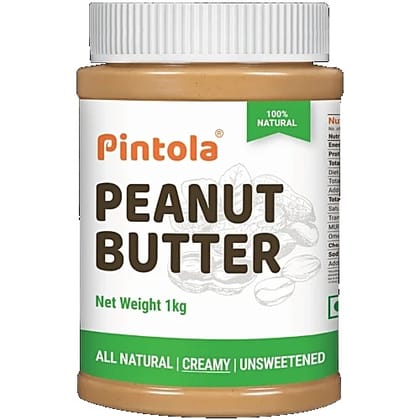 Pintola Peanut Butter - Creamy, Unsweetened, 1 kg