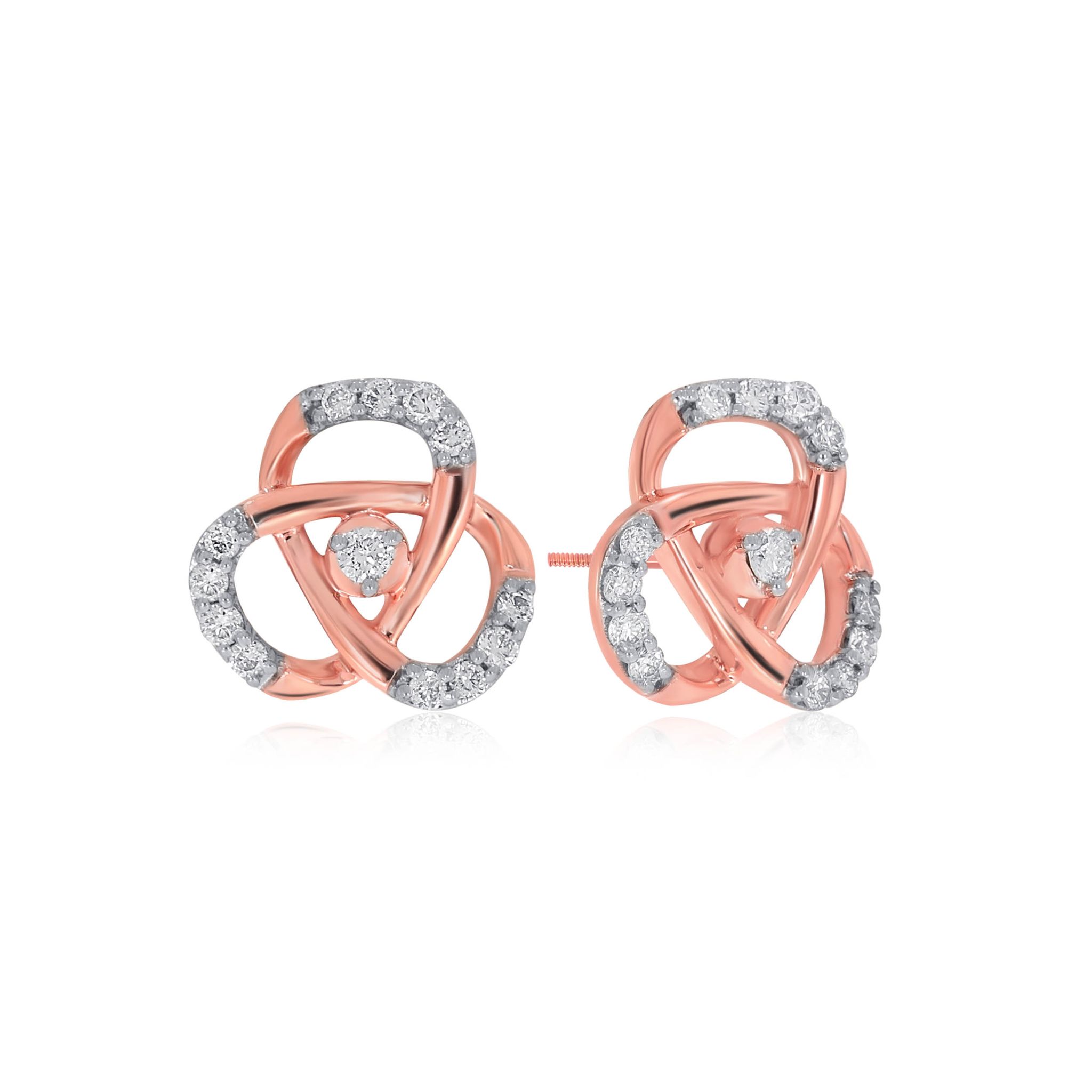 Senco Gold Looped Radiance Diamond Studs (2.5 gram / 0.16 Ct / HI-SI / 18K Rose Gold)