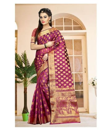 Gazal Fashions - Multicolor Banarasi Silk Saree With Blouse Piece (Pack of 1)
