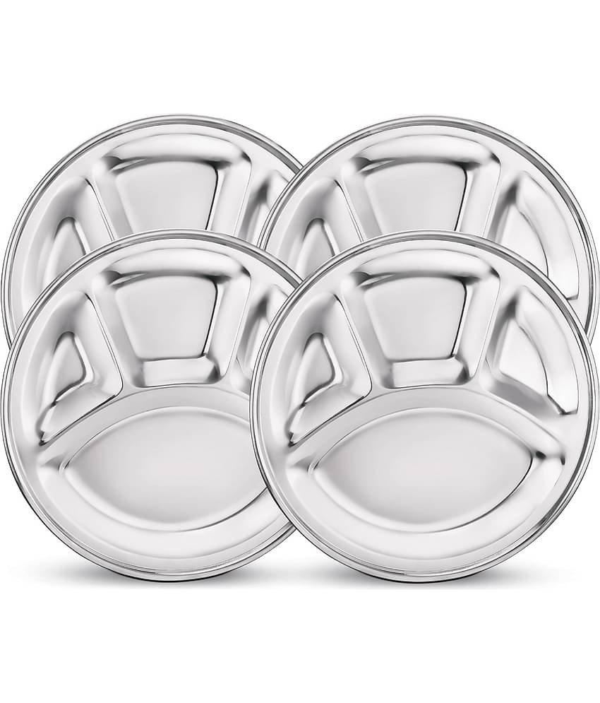 Classic Essentials 4 Pcs Stainless Steel Silver Partition Plate