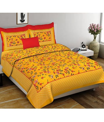 Cosito Cotton 1 Double Bedsheet with 2 Pillow Covers ( Yellow )