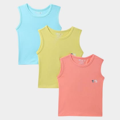 Cuddle Unisex Sky Spandex Vests (Pack of 3)-0-2 M / Multicolor