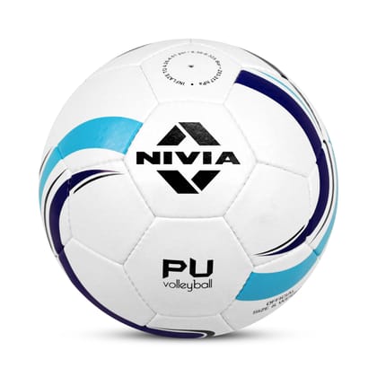 NIVIA PU Volleyball Volleyball - Size: 4  (Pack of 1, White, Blue)