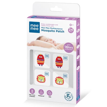 Mee Mee 100% Natural Mosquito Repellent Patches (24 Baby-Safe Patches) with 16 Hr Protection | with Lemon Scent, Non-Toxic, Waterproof | Protects Babies & Kids from Dengue, Malaria, Chikunguniya