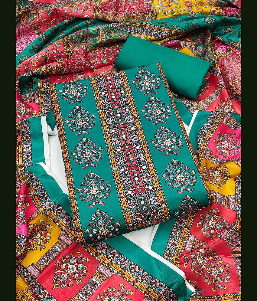 Rangtulika Ethnics Women Silk Unstitched Dress Material ( Multicolor 4 )