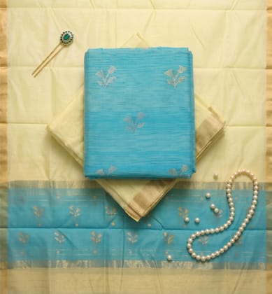 Handloom Chanderi Silk Cotton 3 Piece Suit Set 