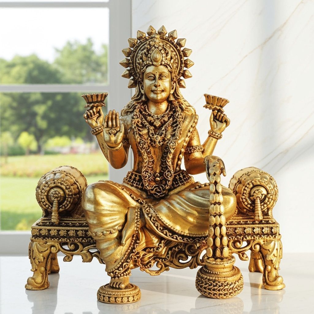 Brass Showpiece Laxmi Ji God Idol Statue, Made From Machine (BSMAS1804 L)