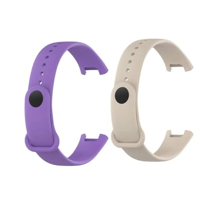 Valente Soft Silicon Band Strap Compatible for Redmi Band Pro (Pack of 2)-Purple & Cream