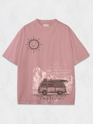 Motor Home Oversized T-Shirt-Coral Haze / S