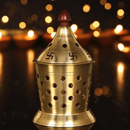 Brass Table Decor Oil Lamp, Deepak  - Traditional South Indian Oil Lamp, Height : 4.5 Inch (ZMAS542 B)