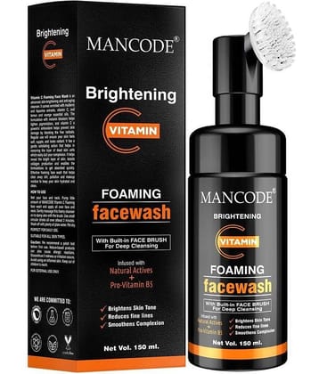 Mancode Vitamin C Foaming Face Wash , With Built in Brush Face Wash For Men , Brightens Skin, 150 ml (Pack of 1)